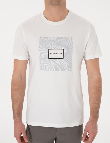 Ekru Regular Fit Isıya Duyarlı Renk Değiştiren Baskı Çerçeveli Tişört - 50302622193