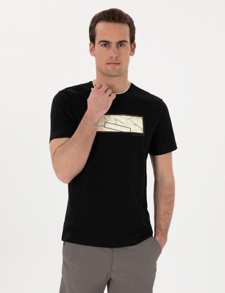 Siyah Regular Fit Isıya Duyarlı Renk Değiştiren Bisiklet Yaka Tişört - 50302577037