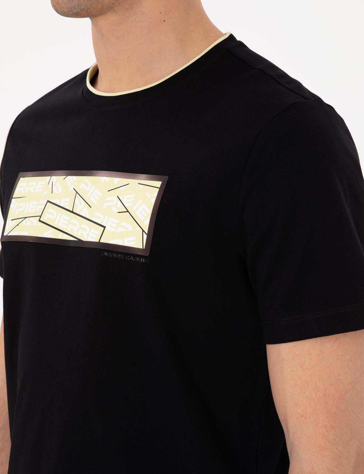 Siyah Regular Fit Isıya Duyarlı Renk Değiştiren Bisiklet Yaka Tişört - 50302577037