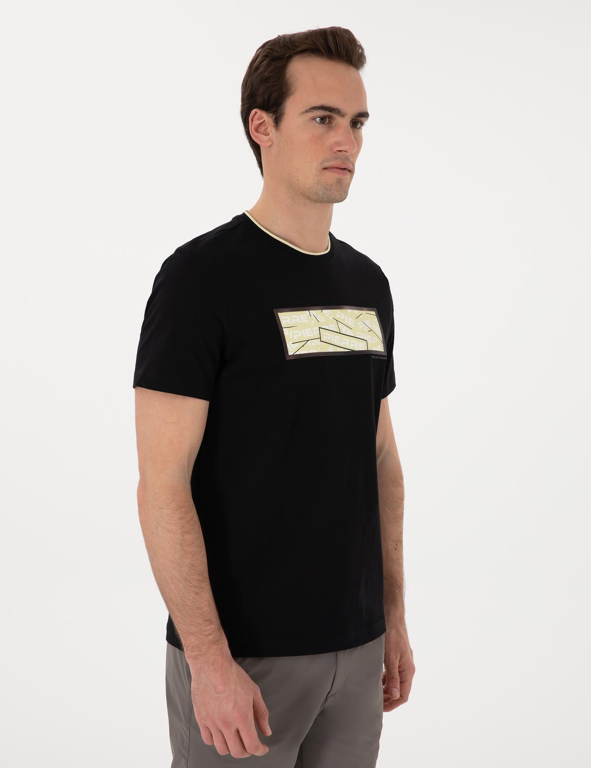 Siyah Regular Fit Isıya Duyarlı Renk Değiştiren Bisiklet Yaka Tişört - 50302577037