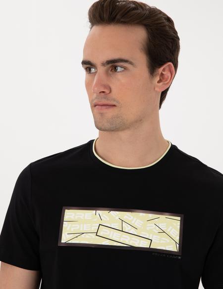 Siyah Regular Fit Isıya Duyarlı Renk Değiştiren Bisiklet Yaka Tişört - 50302577037