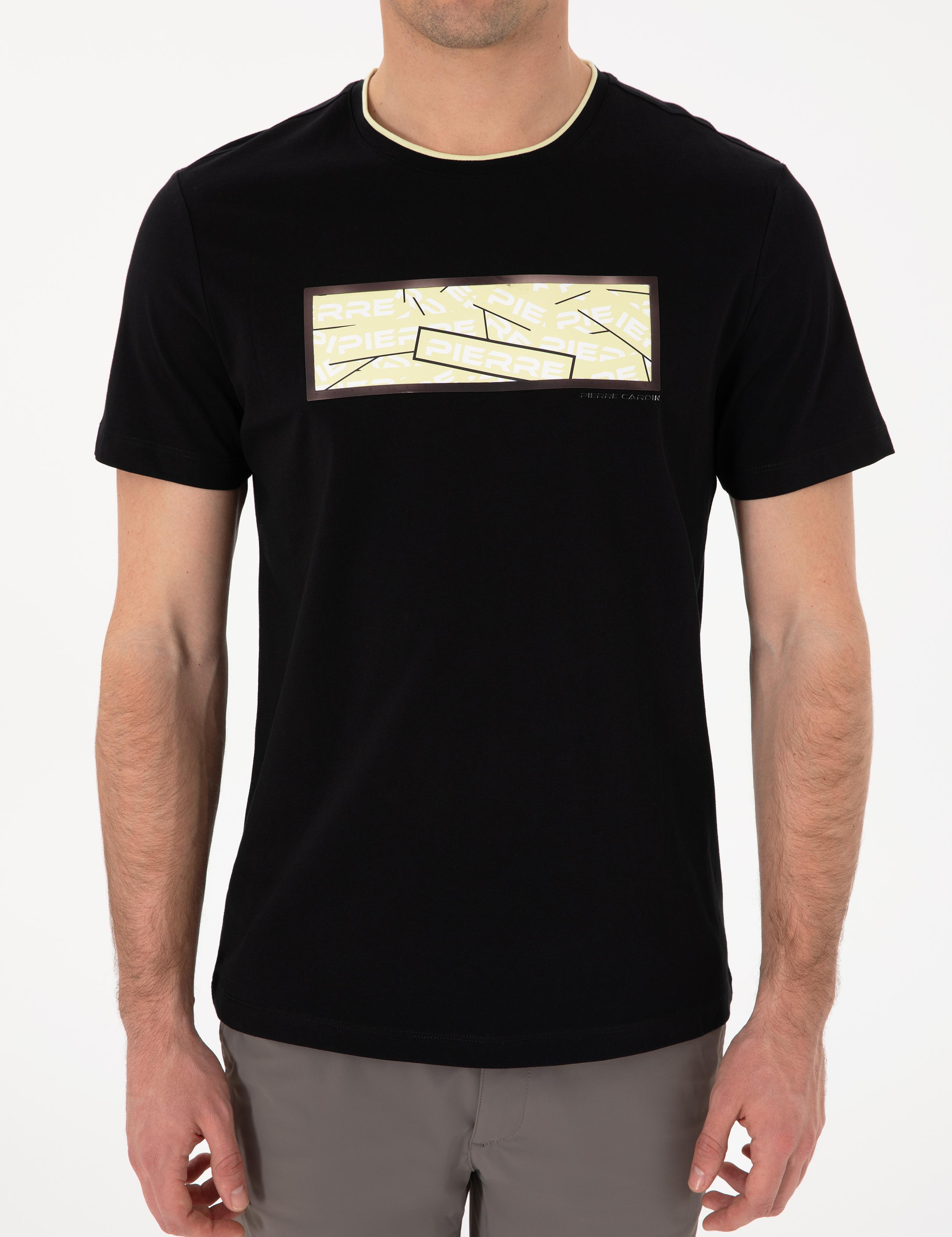 Siyah Regular Fit Isıya Duyarlı Renk Değiştiren Bisiklet Yaka Tişört