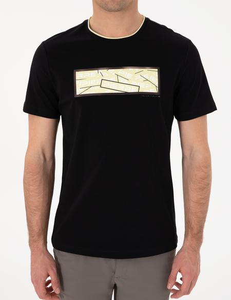 Siyah Regular Fit Isıya Duyarlı Renk Değiştiren Bisiklet Yaka Tişört - 50302577037