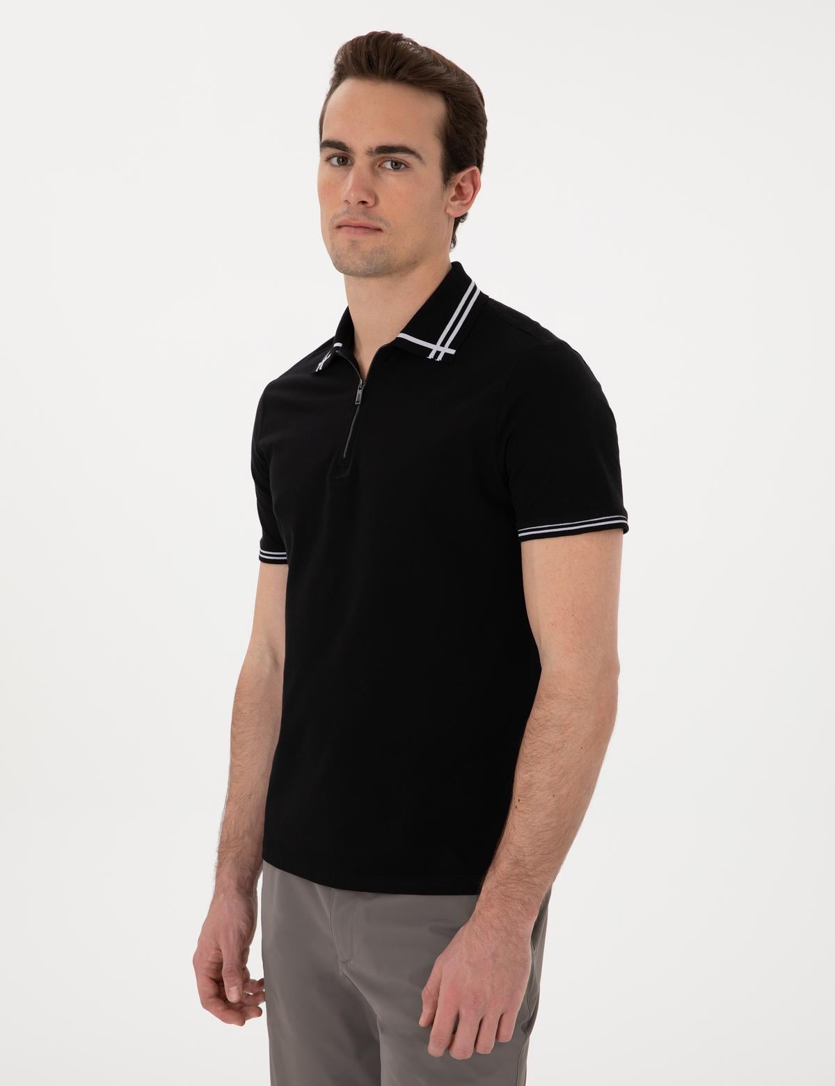 Siyah Slim Fit Tişört - 50302607037