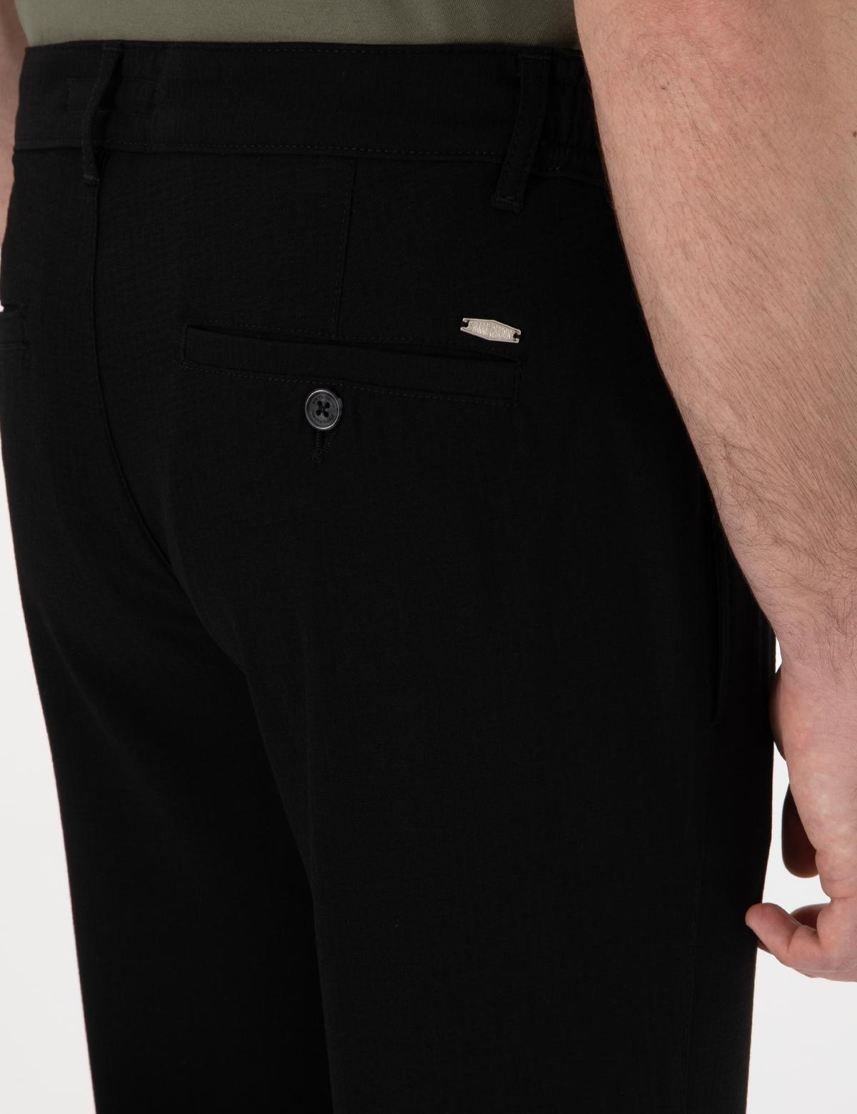 Siyah Slim Fit Jogger Kanvas Pantolon - 50305261119