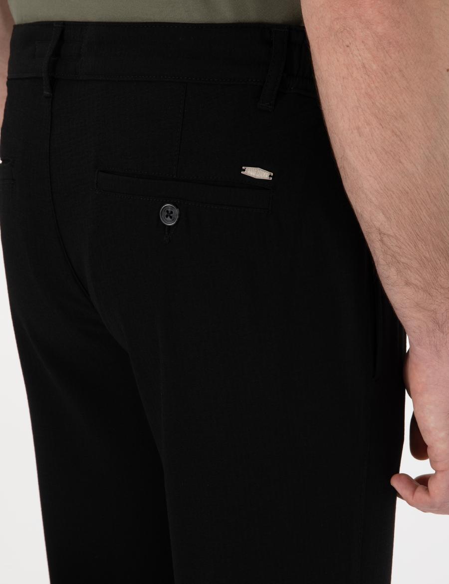 Siyah Slim Fit Jogger Kanvas Pantolon