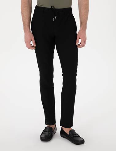 Siyah Slim Fit Jogger Kanvas Pantolon