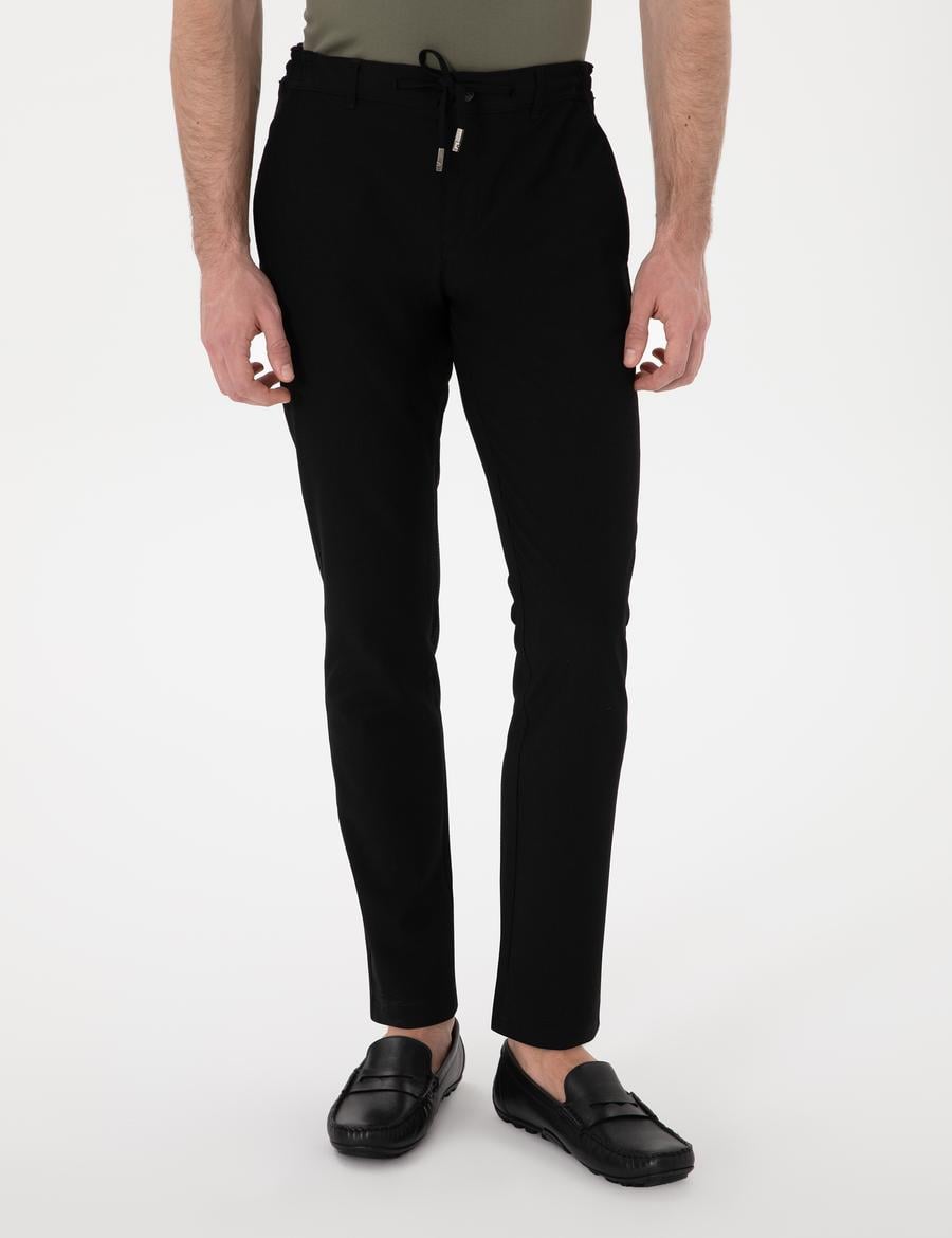 Siyah Slim Fit Jogger Kanvas Pantolon