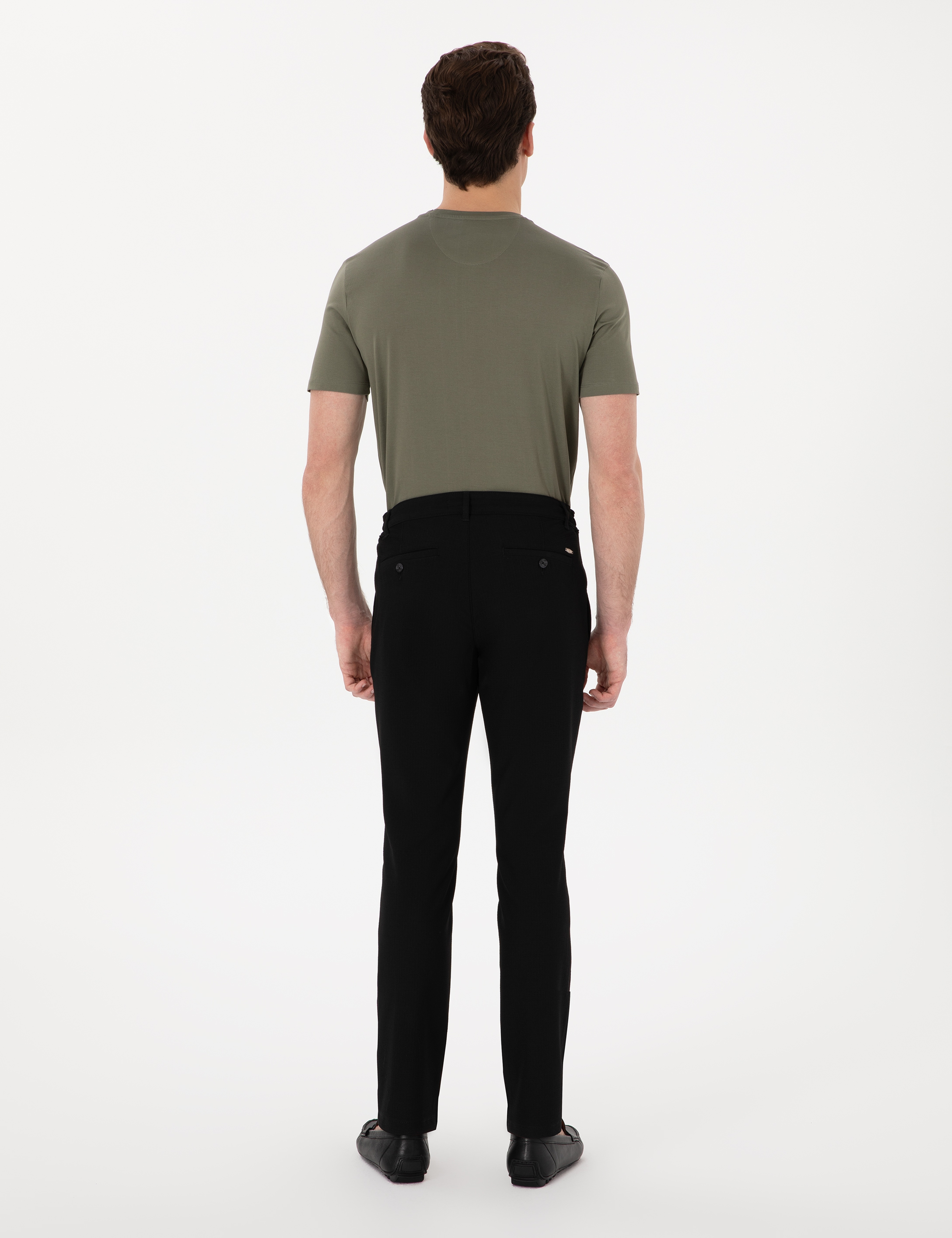 Siyah Slim Fit Jogger Kanvas Pantolon - Image 4