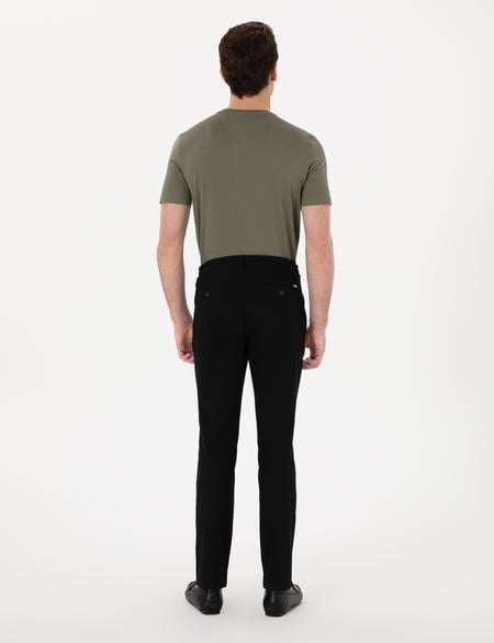 Siyah Slim Fit Jogger Kanvas Pantolon - 50305261119