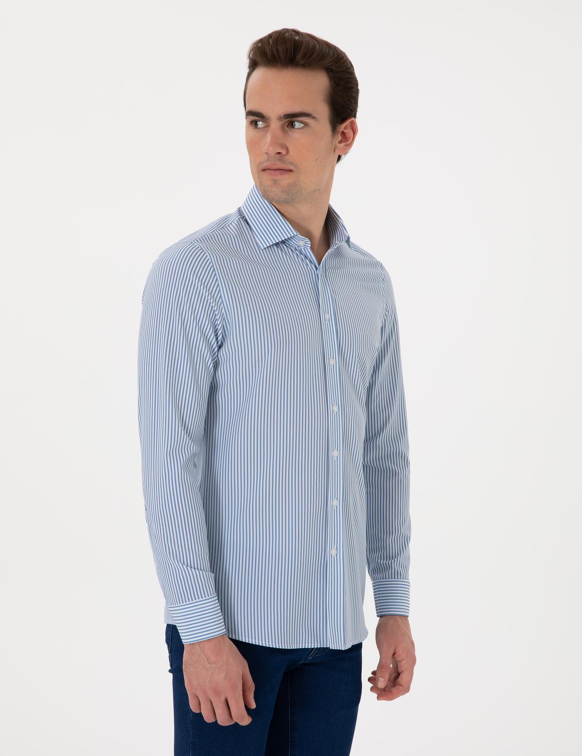 Mavi Likralı Ex. Slim Fit Uzun Kollu Gömlek - 50303897001