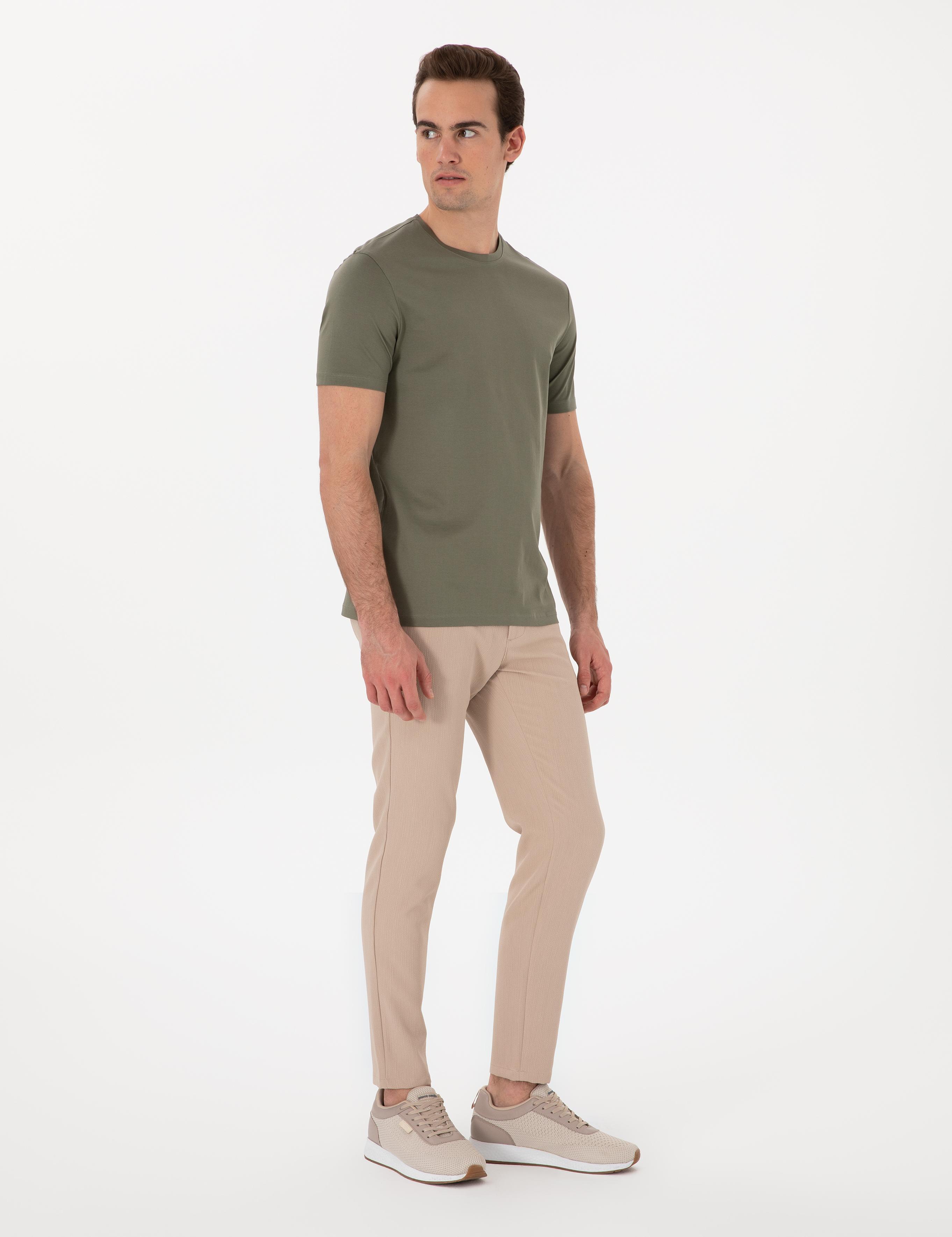 Haki Slim Fit Merserize Basic Tişört