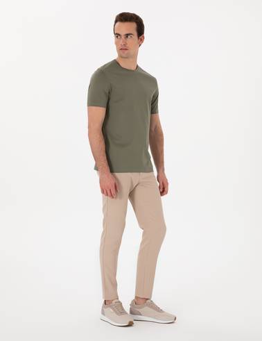 Haki Slim Fit Merserize Basic Tişört