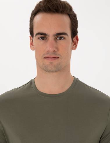 Haki Slim Fit Merserize Basic Tişört