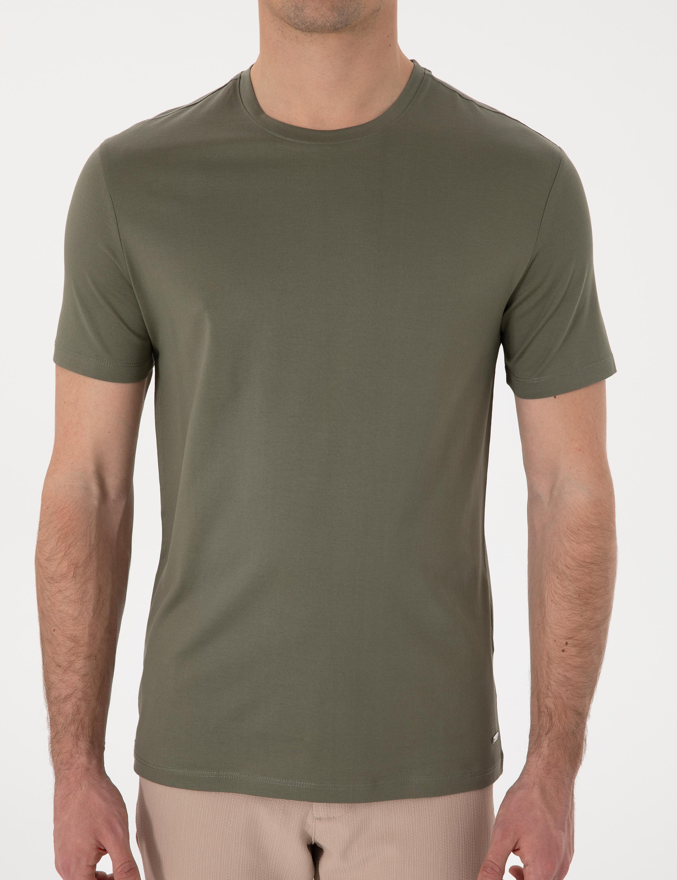 Haki Slim Fit Merserize Basic Tişört