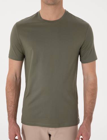Haki Slim Fit Merserize Basic Tişört