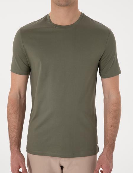 Haki Slim Fit Merserize Basic Tişört - 50302560036