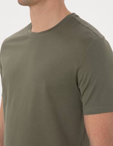 Haki Slim Fit Merserize Basic Tişört