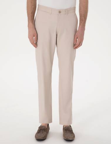 Bej Regular Fit Basic Kanvas Pantolon