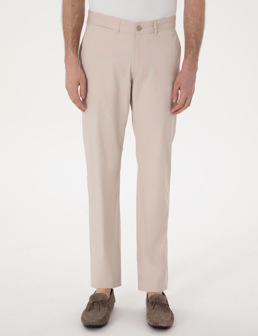 Bej Regular Fit Basic Kanvas Pantolon
