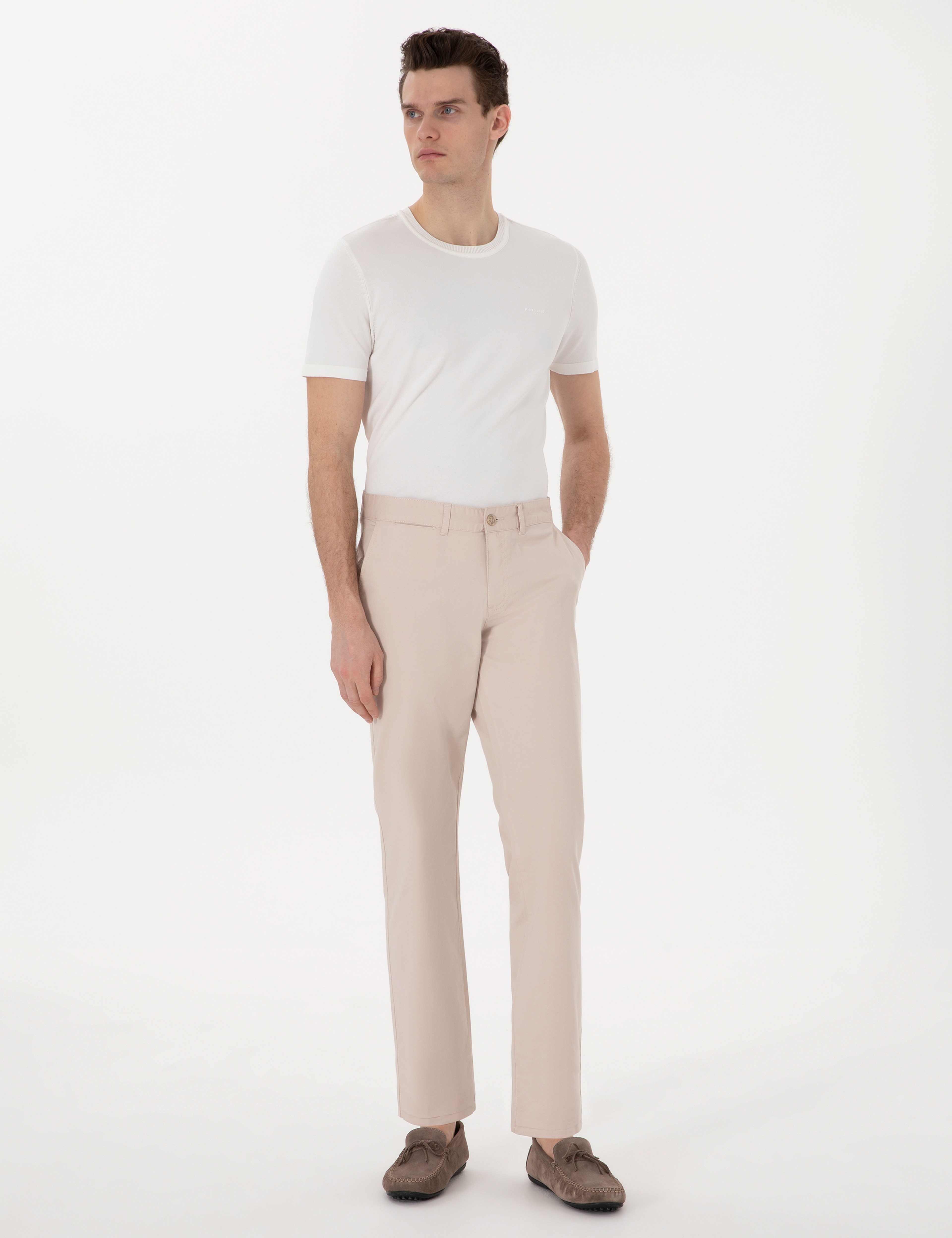 Bej Regular Fit Basic Kanvas Pantolon - Image 3