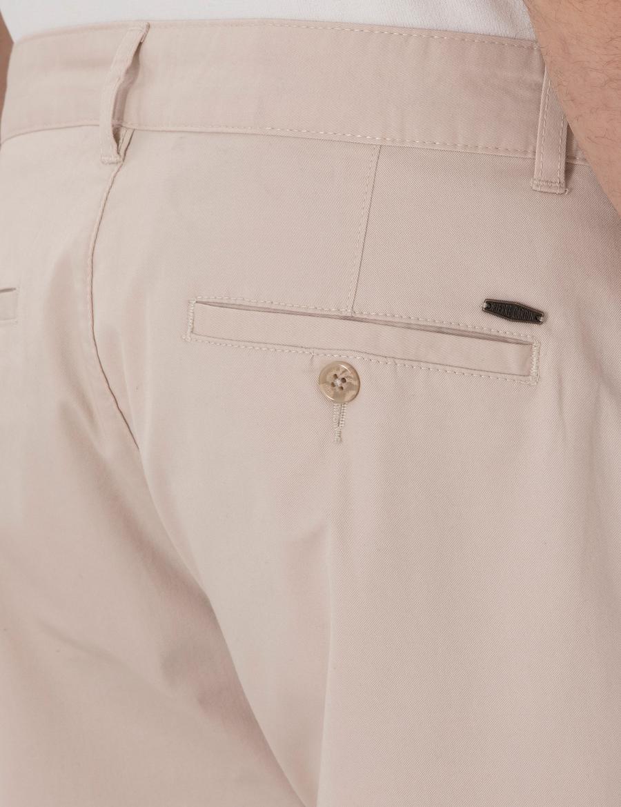 Bej Regular Fit Basic Kanvas Pantolon