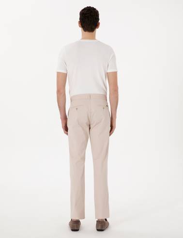 Bej Regular Fit Basic Kanvas Pantolon