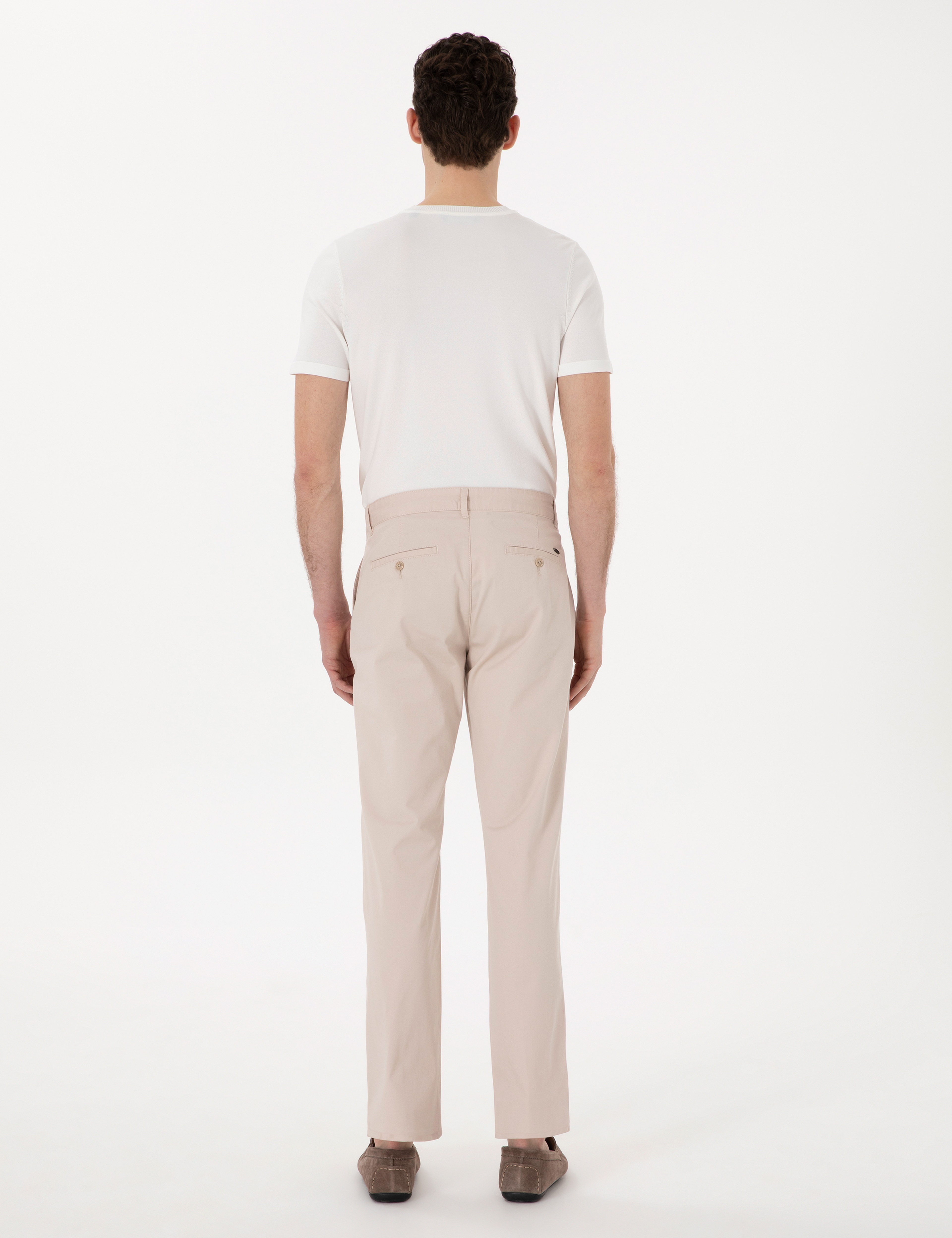 Bej Regular Fit Basic Kanvas Pantolon