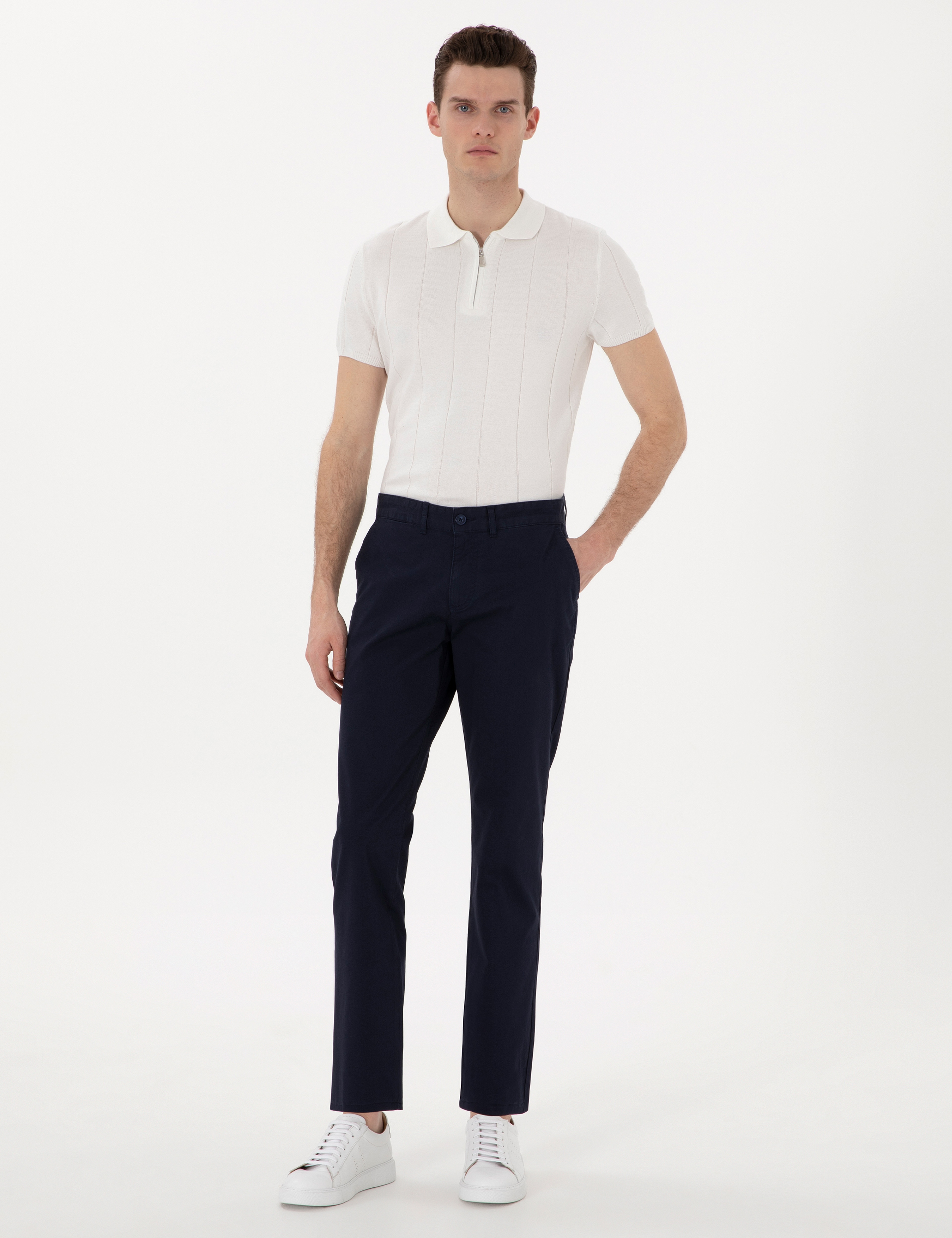 Lacivert Regular Fit Basic Kanvas Pantolon - Image 3