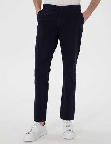 Lacivert Regular Fit Basic Kanvas Pantolon
