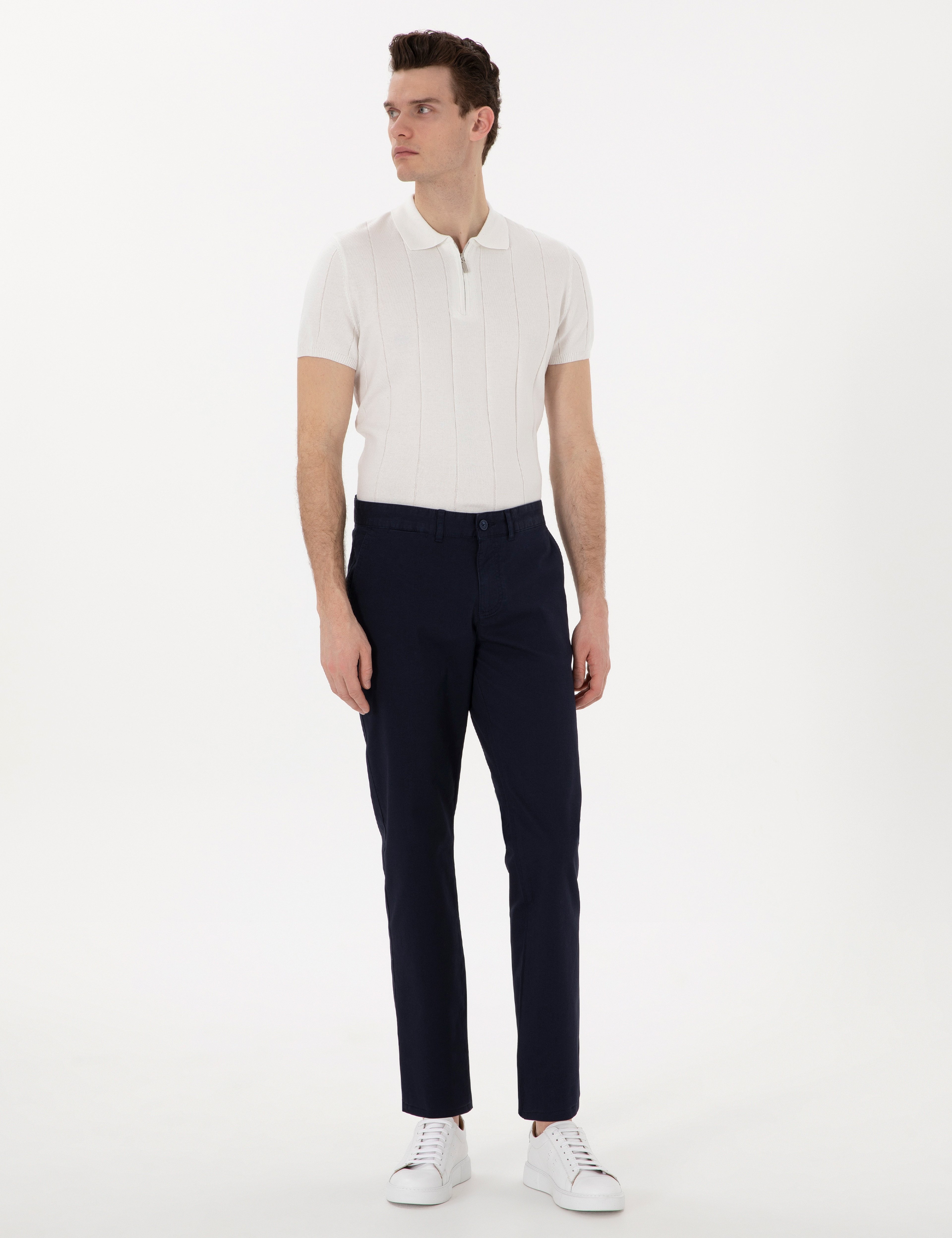 Lacivert Regular Fit Basic Kanvas Pantolon - Image 1