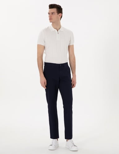 Lacivert Regular Fit Basic Kanvas Pantolon