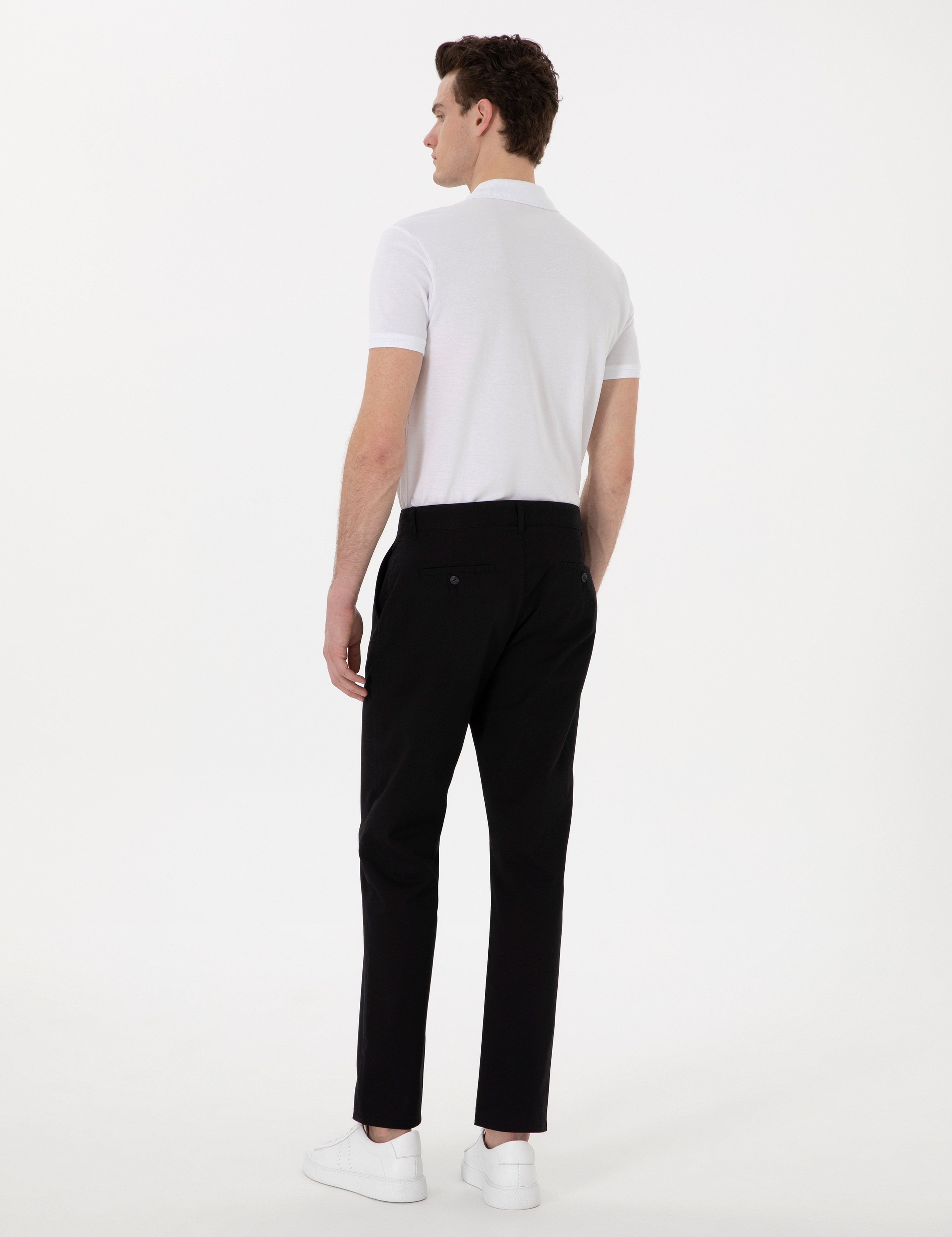 Siyah Regular Fit Basic Kanvas Pantolon - Image 4