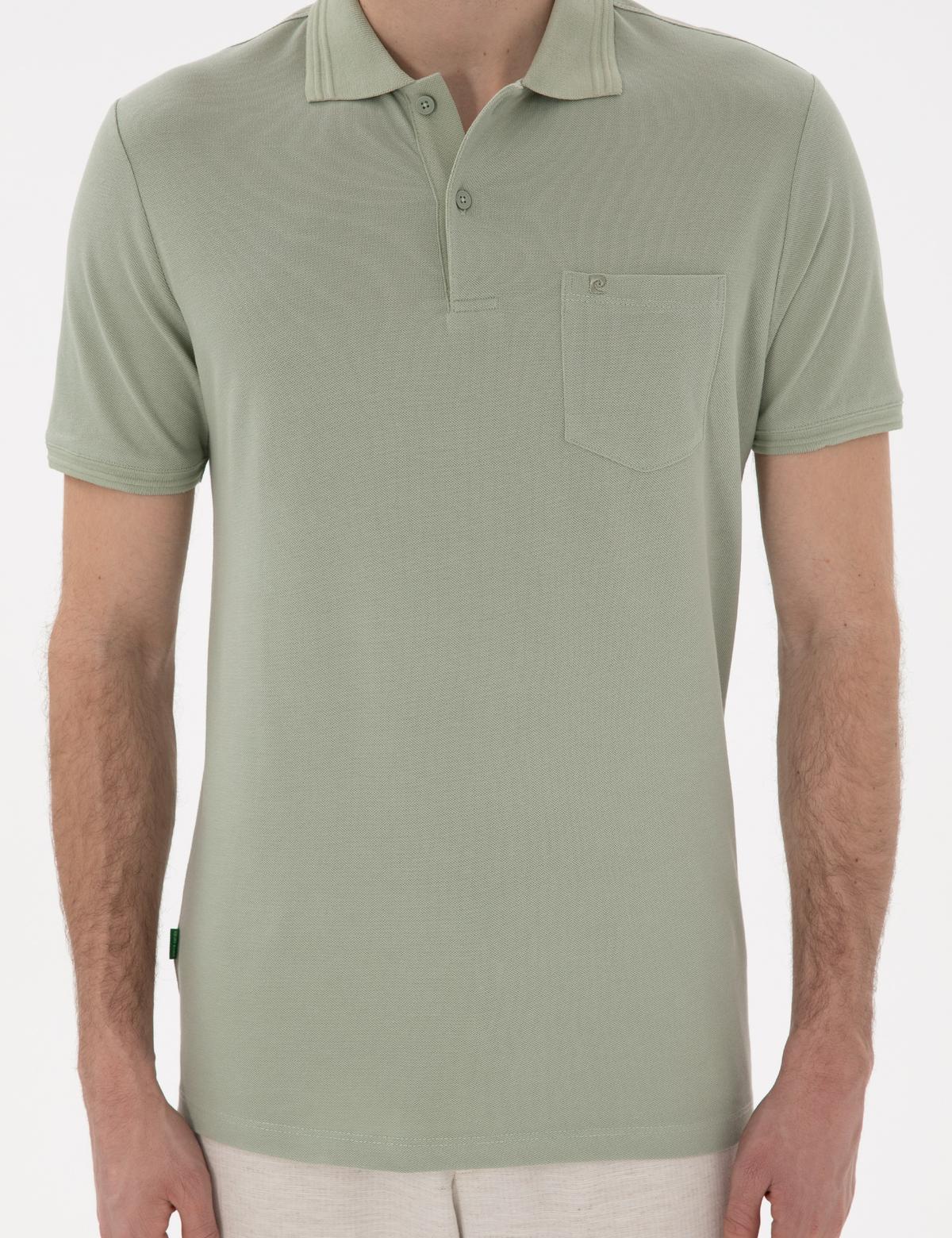 Çağla Yeşili Regular Fit %100 Pamuk Polo Yaka Basic Tişört - 50306552064