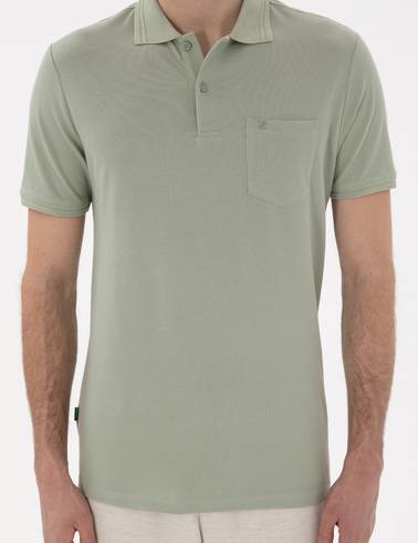 Çağla Yeşili Regular Fit %100 Pamuk Polo Yaka Basic Tişört