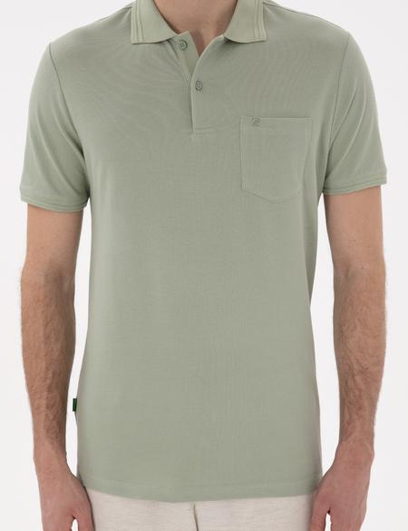 Çağla Yeşili Regular Fit %100 Pamuk Polo Yaka Basic Tişört - 50306552064