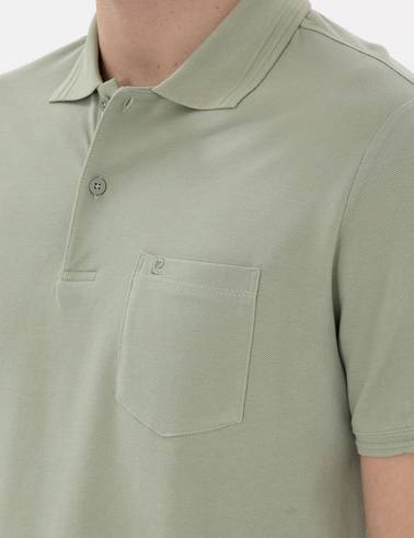 Çağla Yeşili Regular Fit %100 Pamuk Polo Yaka Basic Tişört