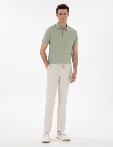 Çağla Yeşili Regular Fit %100 Pamuk Polo Yaka Basic Tişört