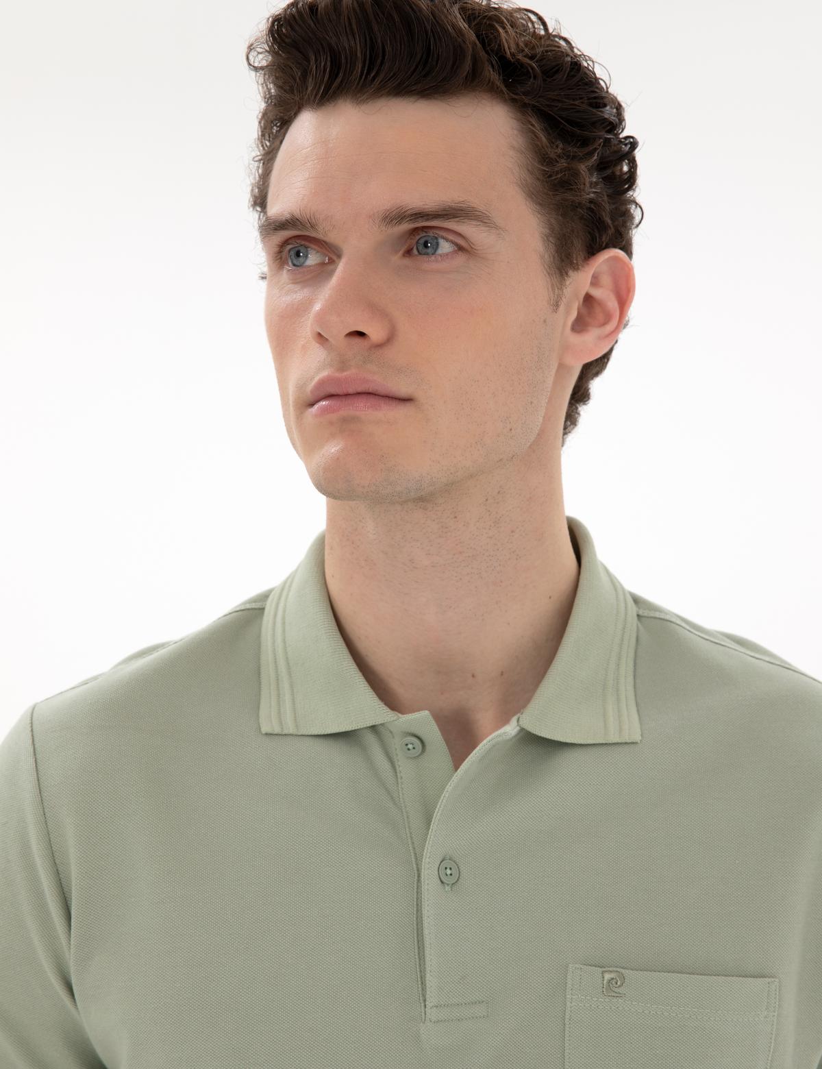 Çağla Yeşili Regular Fit %100 Pamuk Polo Yaka Basic Tişört - 50306552064