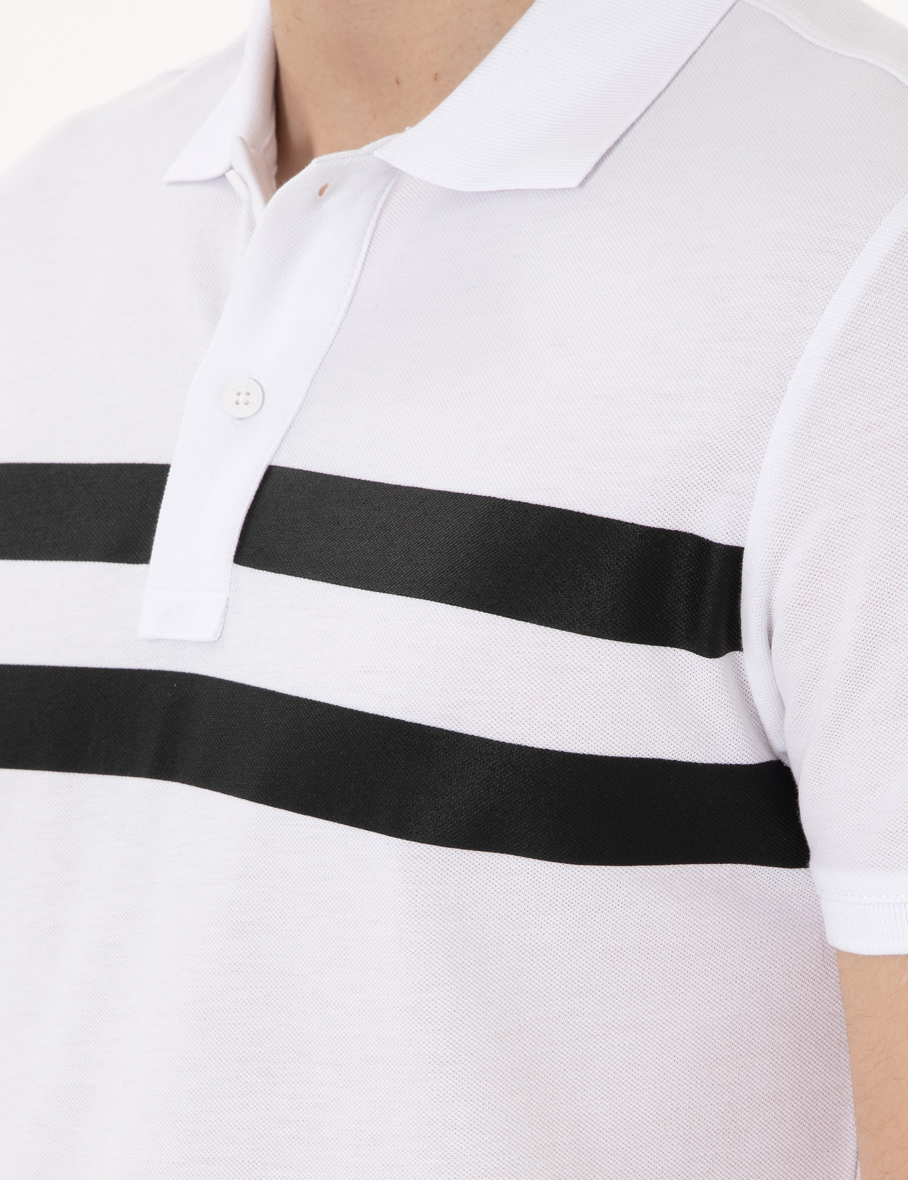 Beyaz Slim Fit Tişört - Image 7