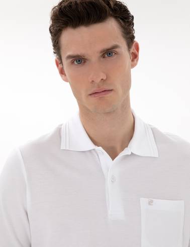 Beyaz Regular Fit %100 Pamuk Cepli Polo Yaka Basic Tişört