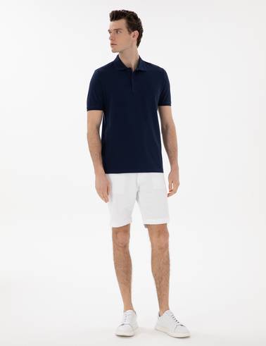 Lacivert Regular Fit %100 Pamuk Polo Yaka Basic Tişört