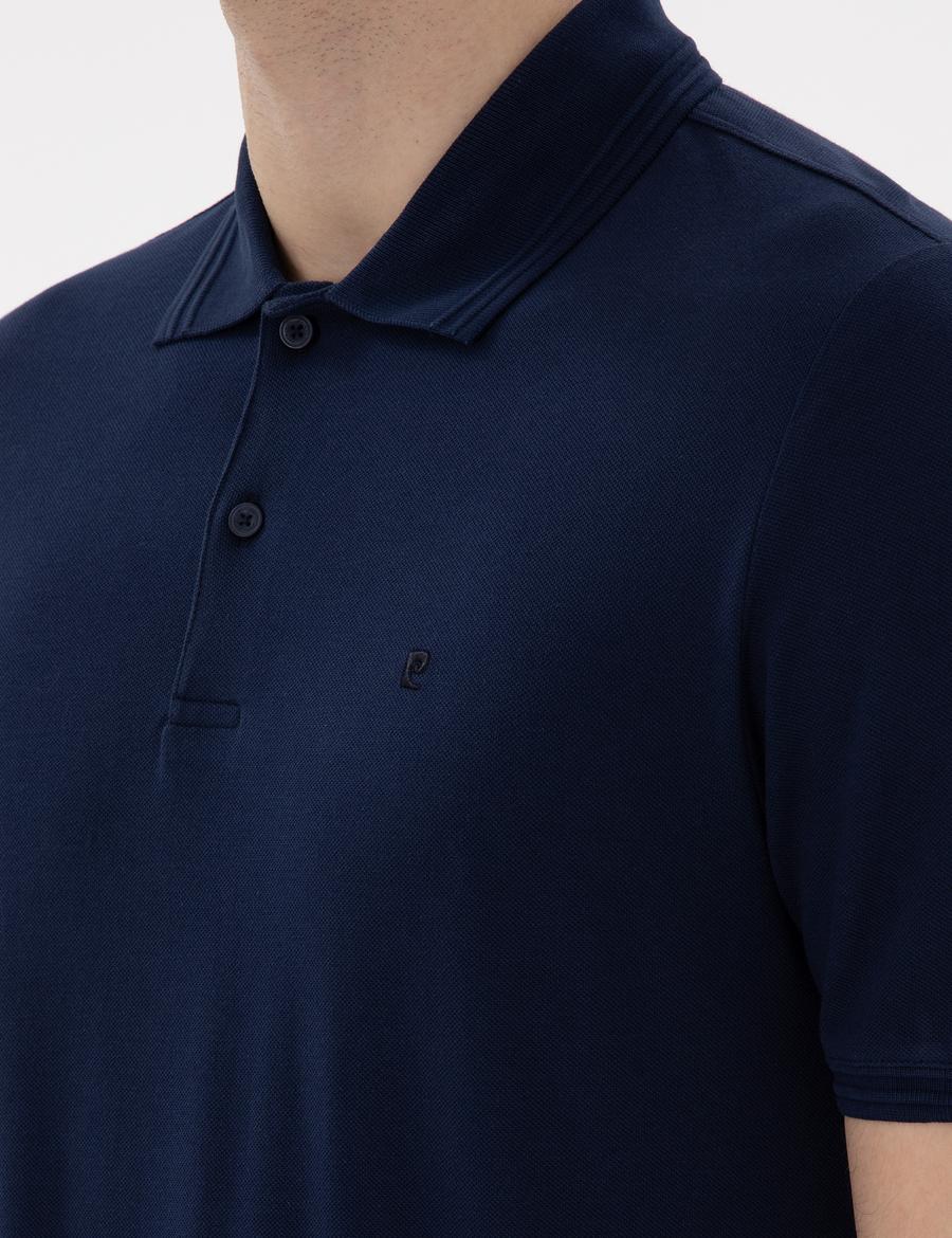 Lacivert Regular Fit %100 Pamuk Polo Yaka Basic Tişört