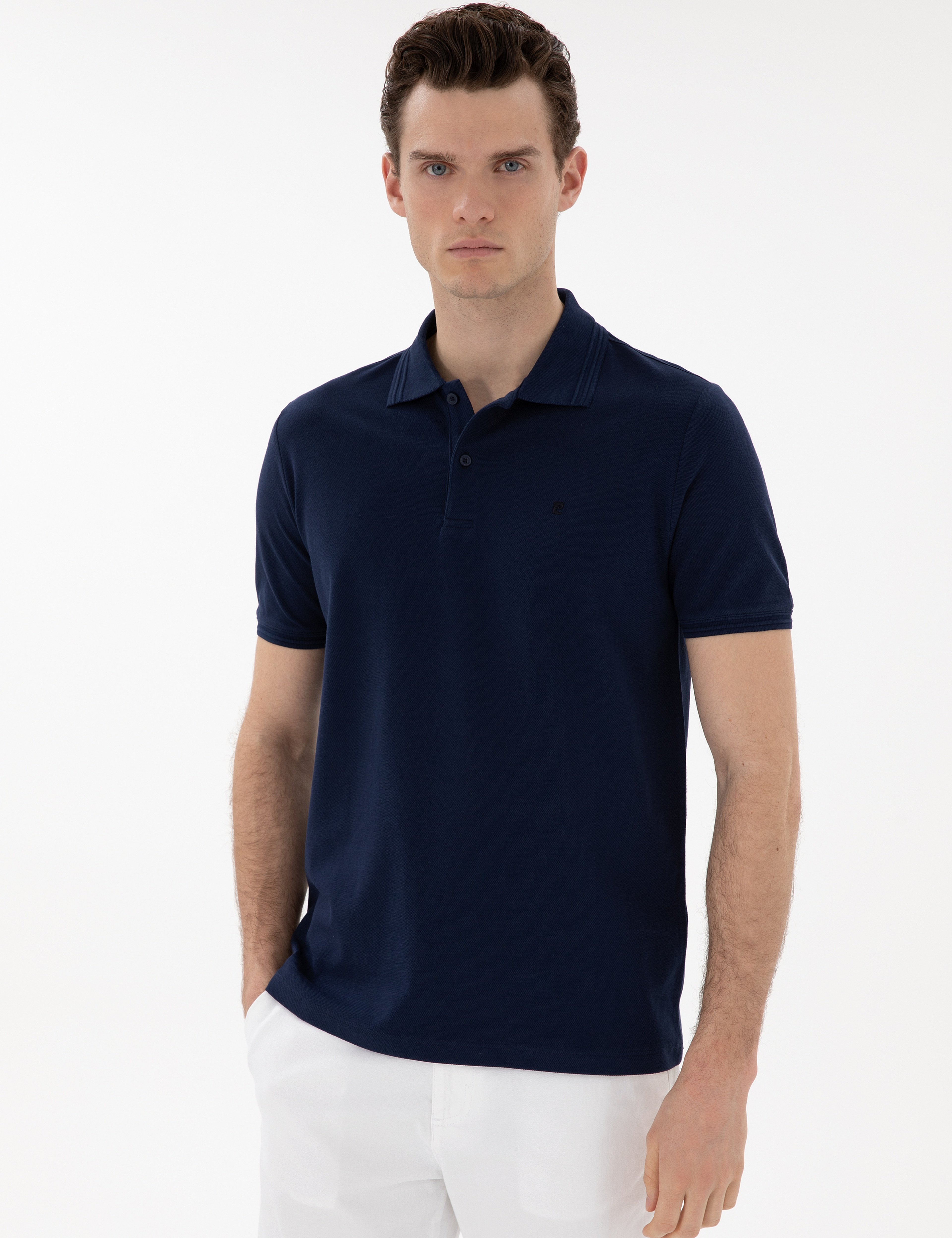 Lacivert Regular Fit %100 Pamuk Polo Yaka Basic Tişört