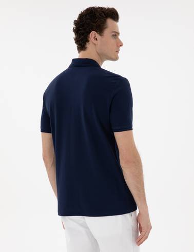 Lacivert Regular Fit %100 Pamuk Polo Yaka Basic Tişört