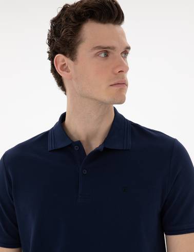 Lacivert Regular Fit %100 Pamuk Polo Yaka Basic Tişört