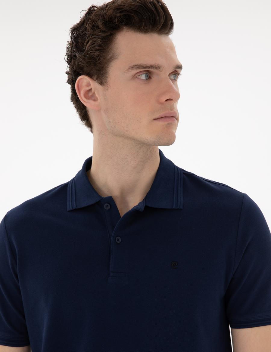 Lacivert Regular Fit %100 Pamuk Polo Yaka Basic Tişört
