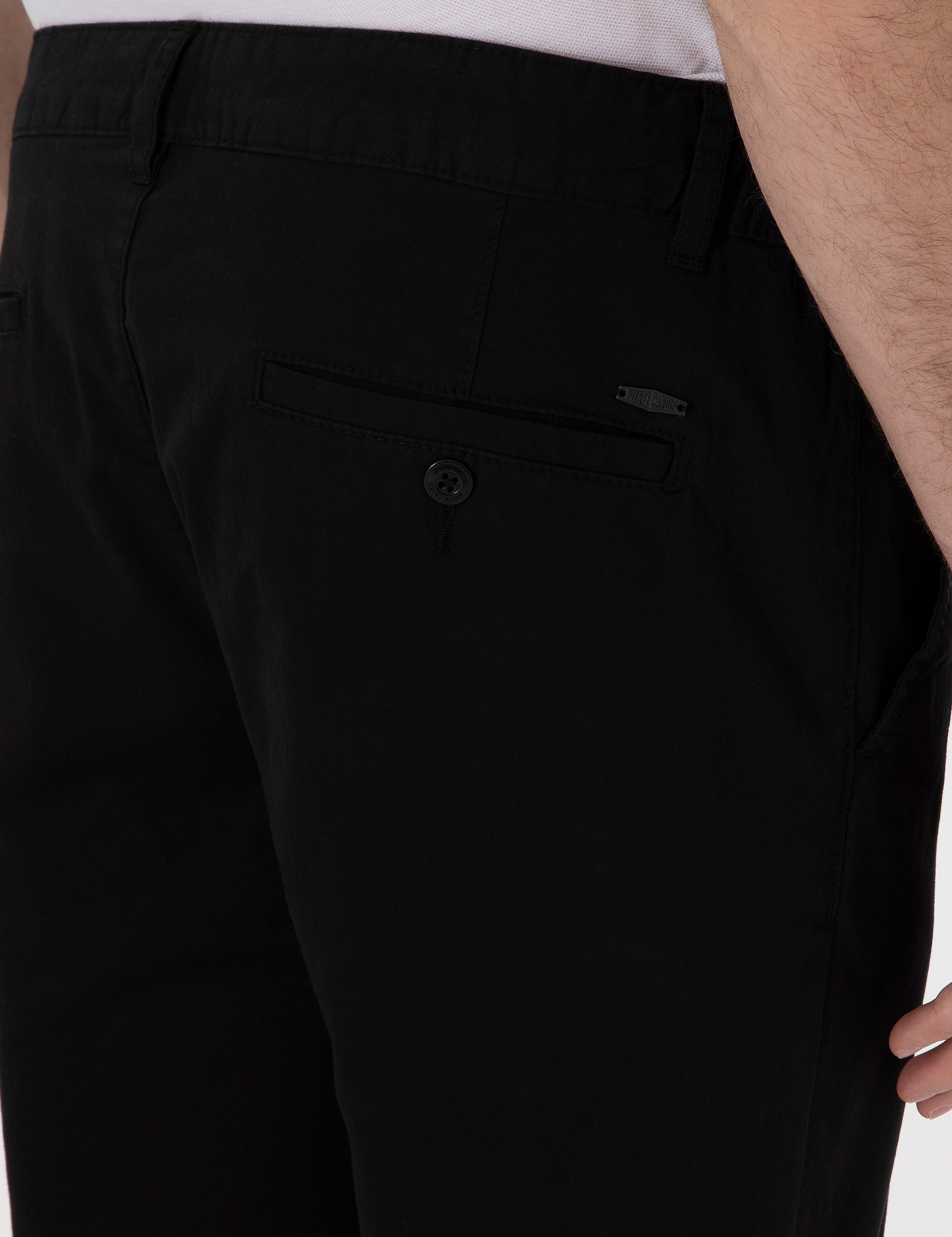 Siyah Slim Fit Beli Lastikli Kanvas Pantolon - Image 6
