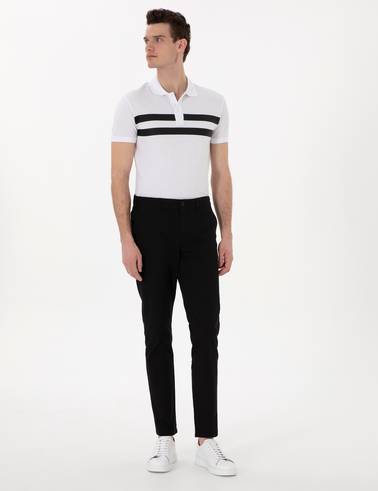 Siyah Slim Fit Beli Lastikli Kanvas Pantolon