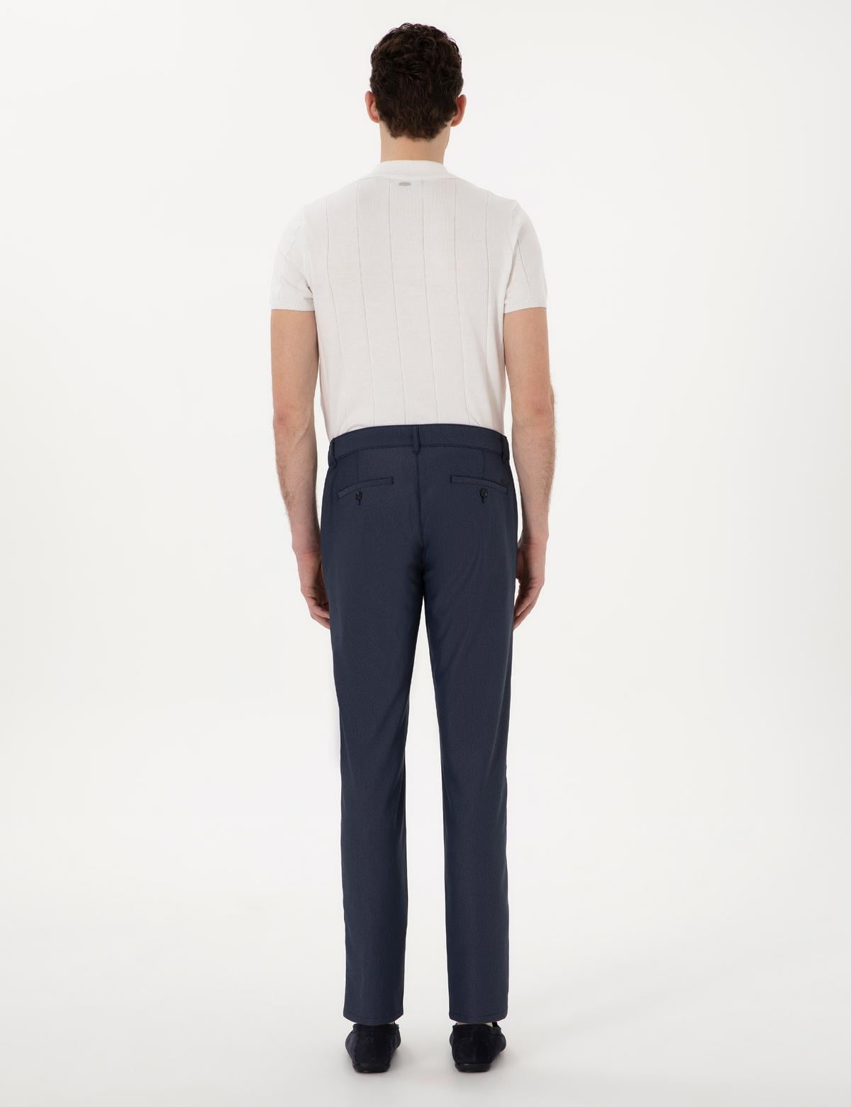 Lacivert Slim Fit Beli Lastikli Kanvas Pantolon - 50308092179